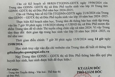 Thay đổi thời gian tập trung học sinh lớp 10 năm học 2024 – 2025